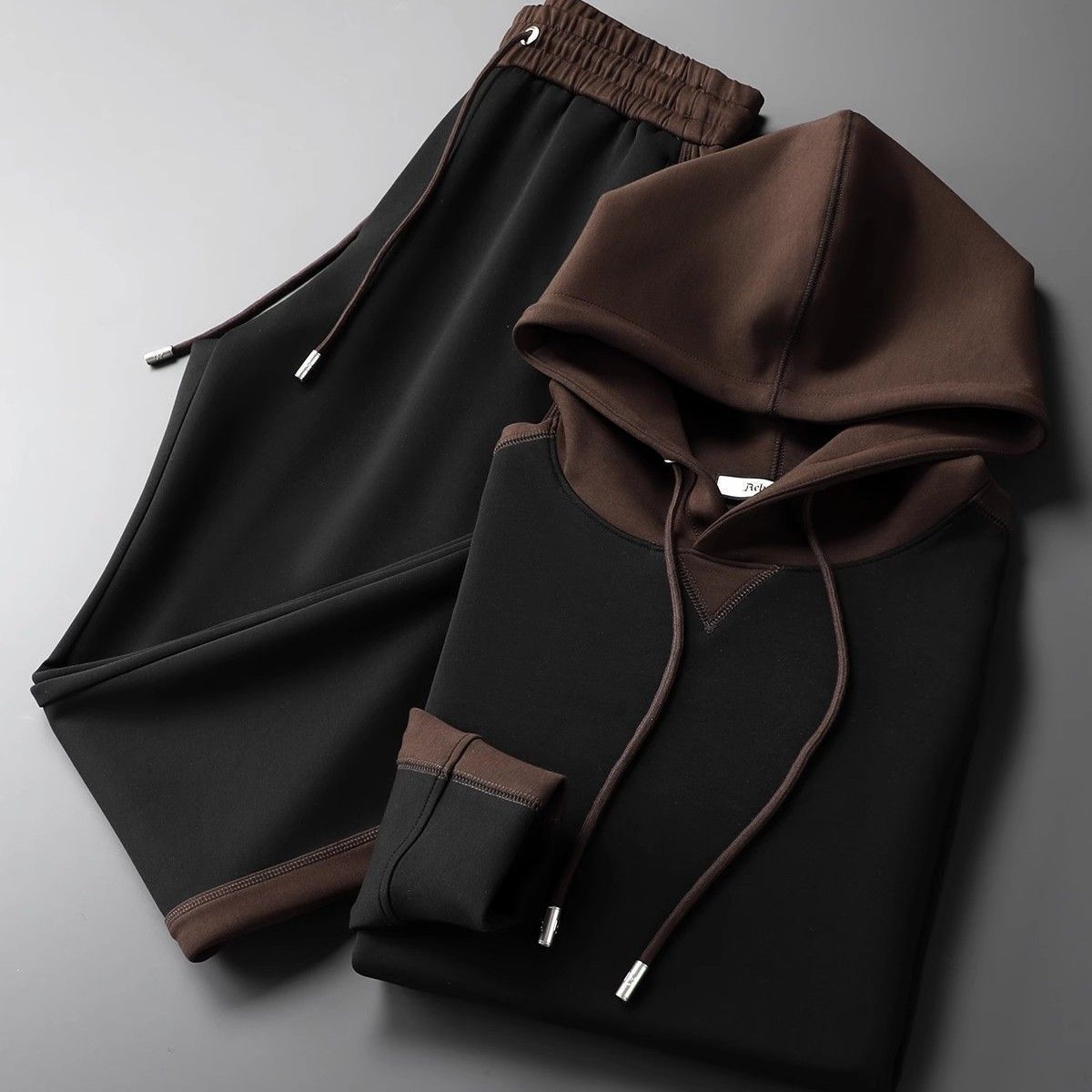 Men's Patchwork Hoodie Trousers Suit