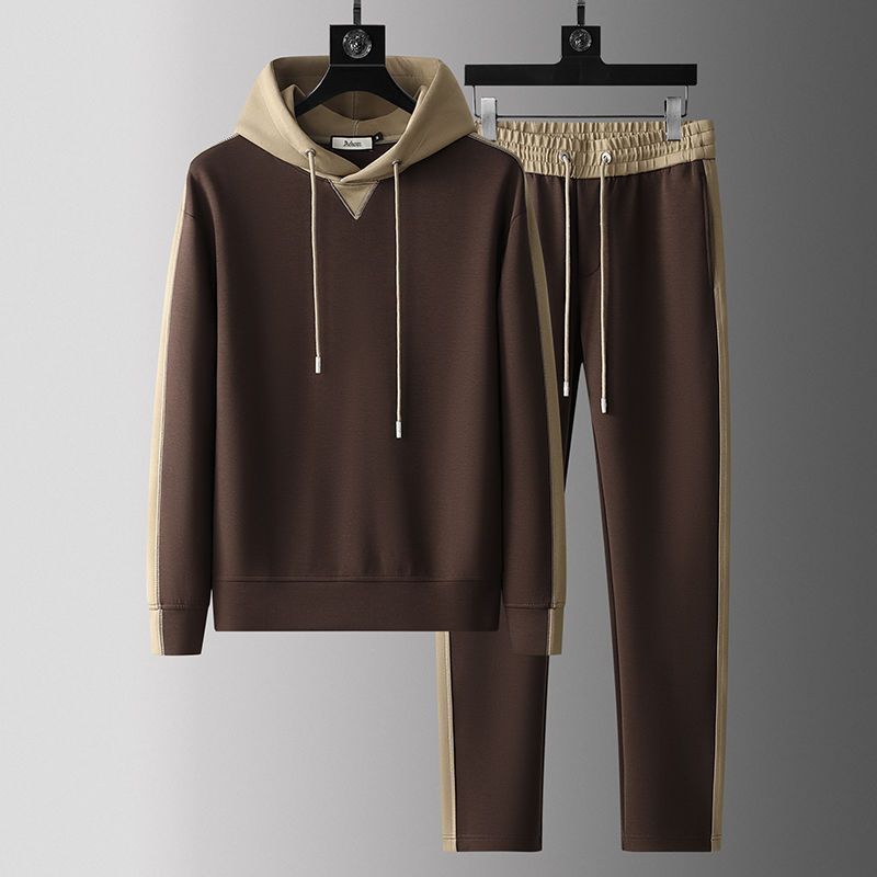 Men's Patchwork Hoodie Trousers Suit